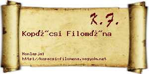 Kopácsi Filoména névjegykártya